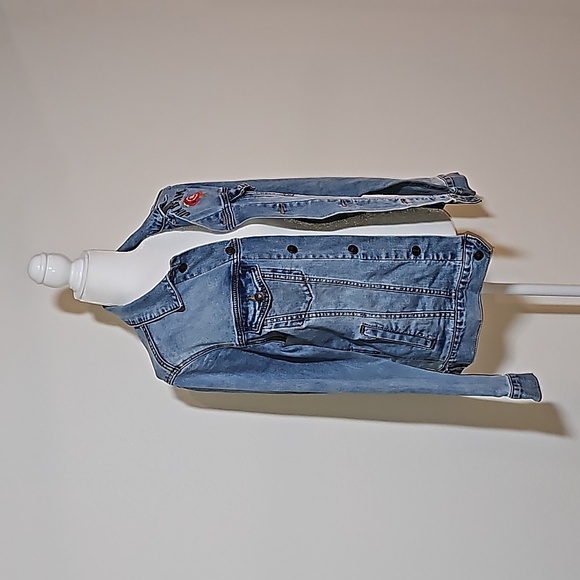 Jim Beam Trucker Jacket Coat Blue Jean Denim Button Down Faded Bourbon Whiskey S - Picture 2 of 15